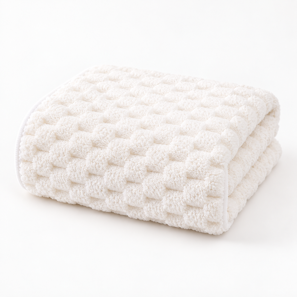 Serviette de bain moelleuse à relief damier