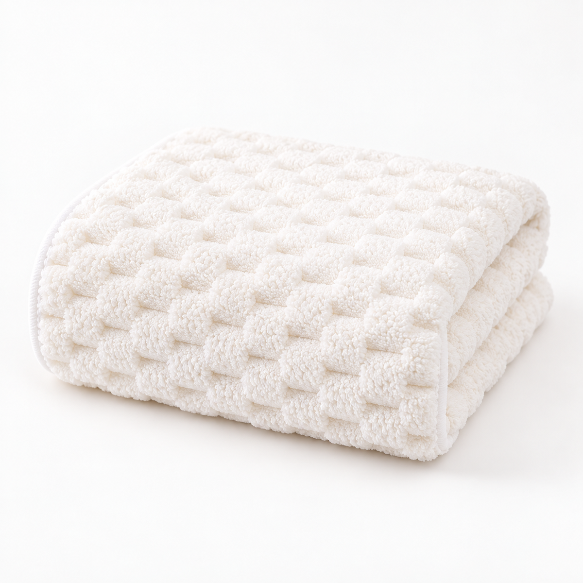 Serviette de bain moelleuse à relief damier