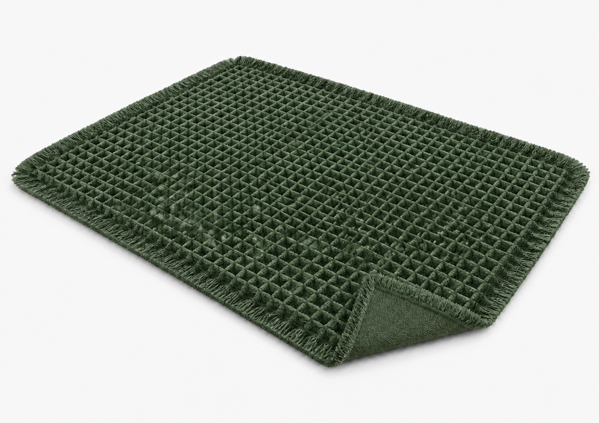 Tapis de bain gaufré à franges