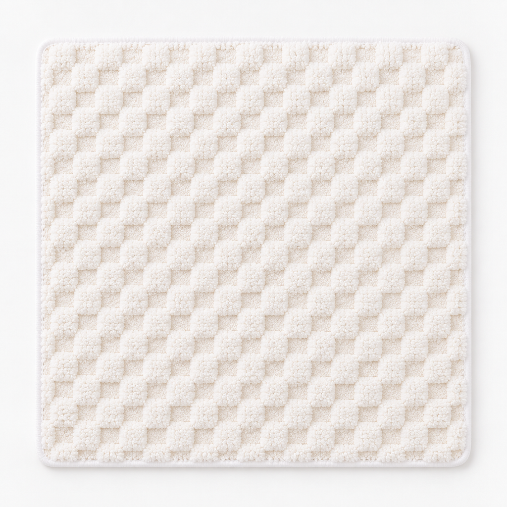 Serviette de bain moelleuse à relief damier