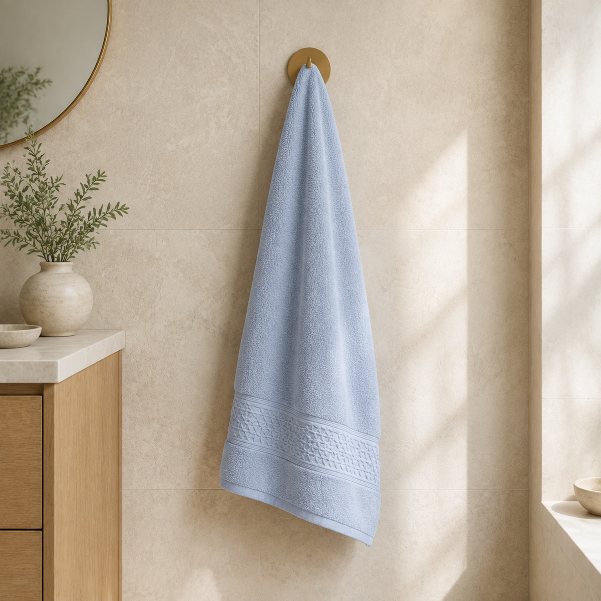 Serviette pour les mains à bande géométrique tissée