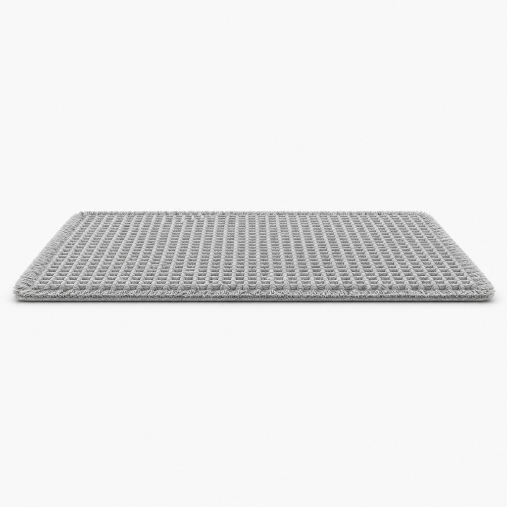 Tapis de bain gaufré à franges