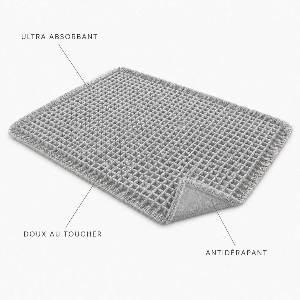 Tapis de bain gaufré à franges