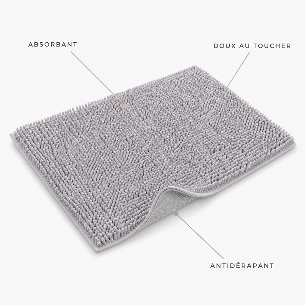 Tapis de bain en chenille moelleuse