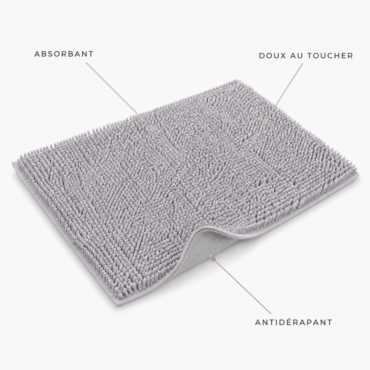 Tapis de bain en chenille moelleuse