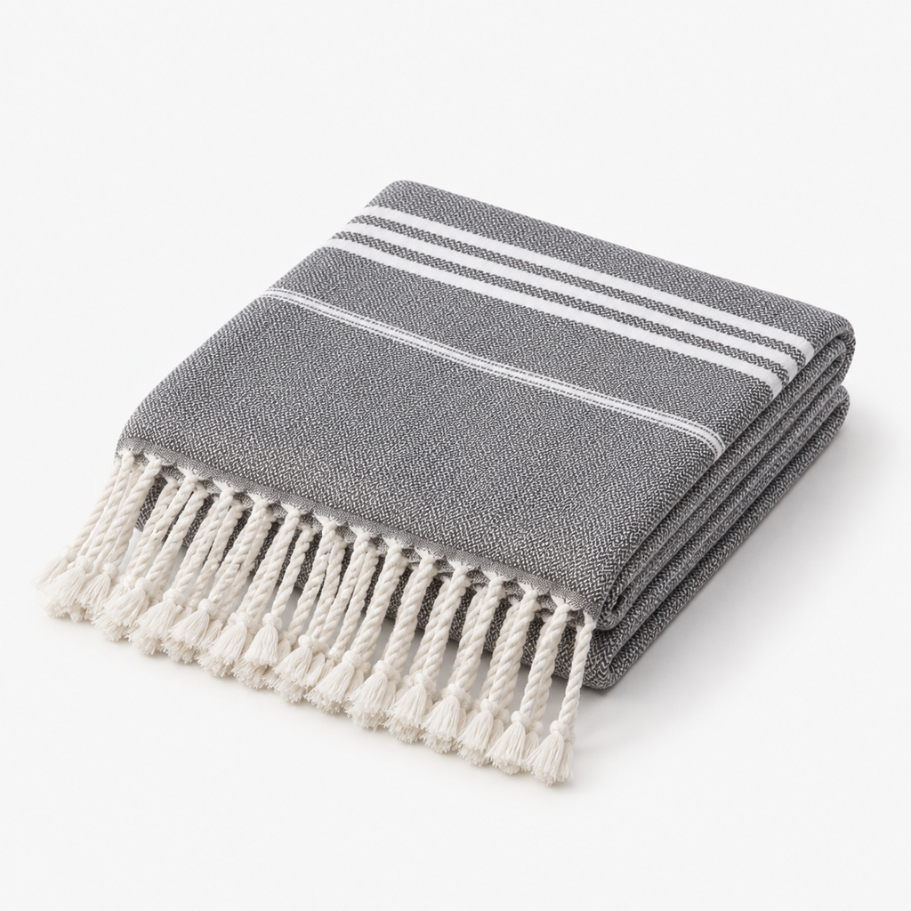 Drap de bain tissé à franges