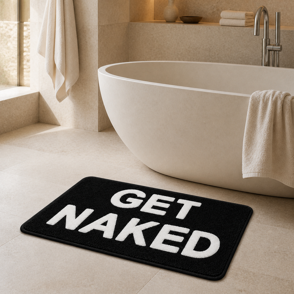 Tapis de bain graphique "Get Naked"