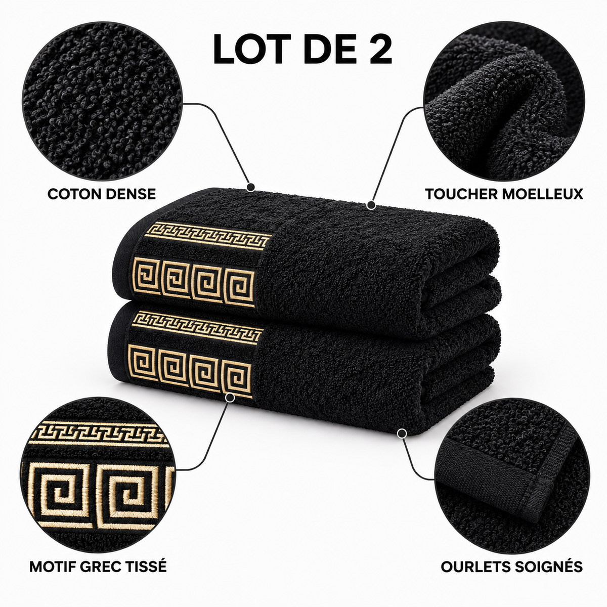 Duo de serviettes en coton à motifs grecs