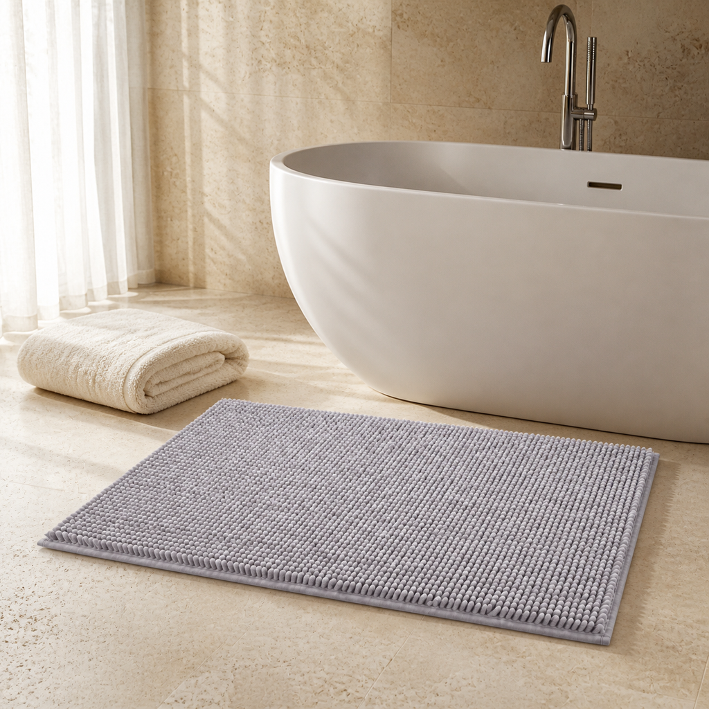 Tapis de bain en chenille moelleuse