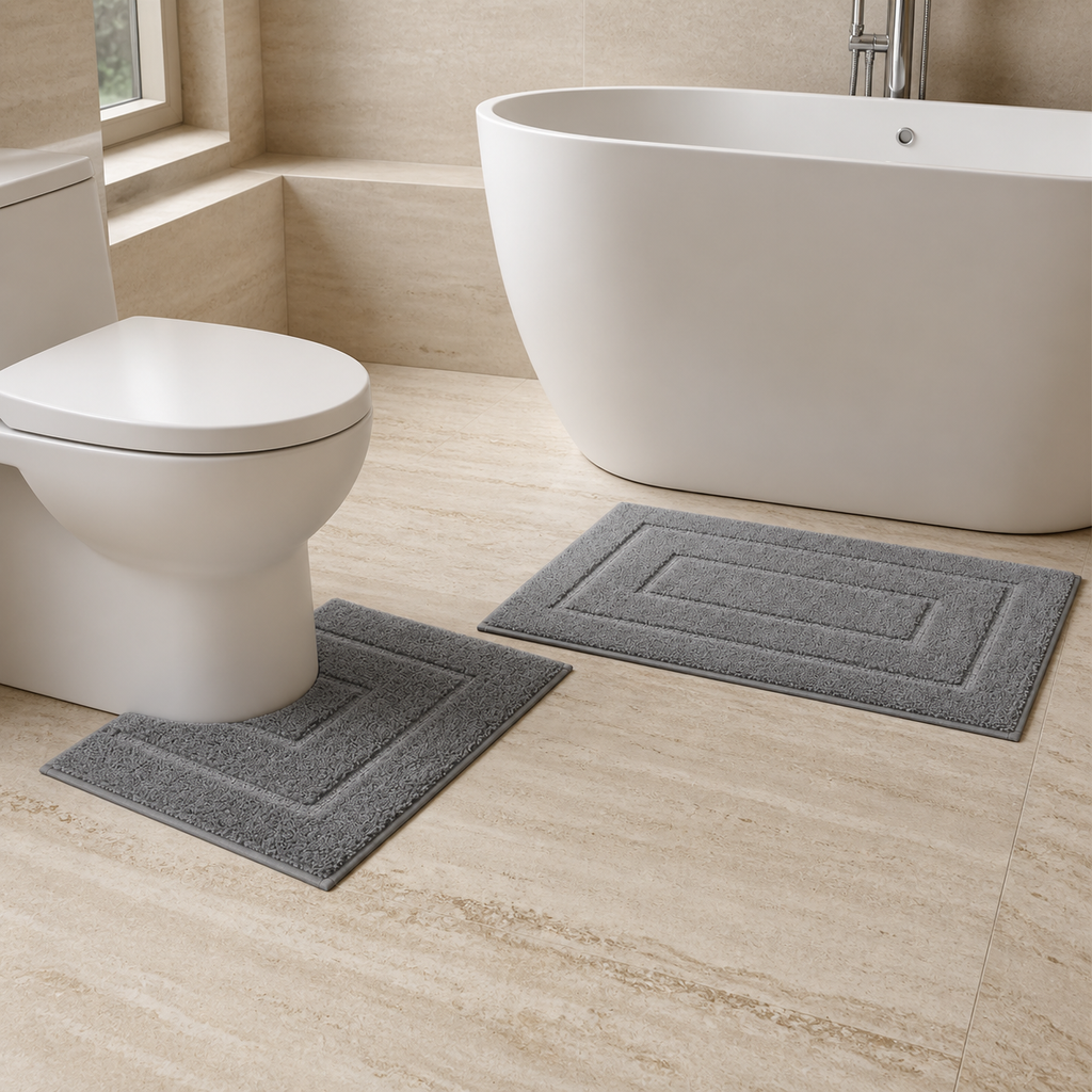Ensemble de tapis de salle de bain à relief géométrique
