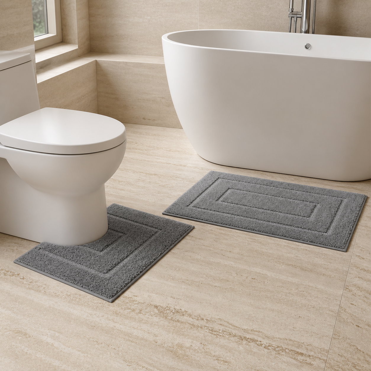Ensemble de tapis de salle de bain à relief géométrique