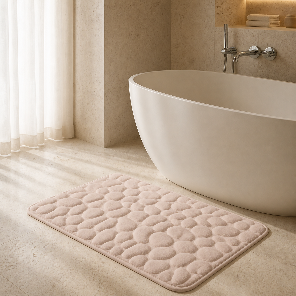 Tapis de bain effet pavé