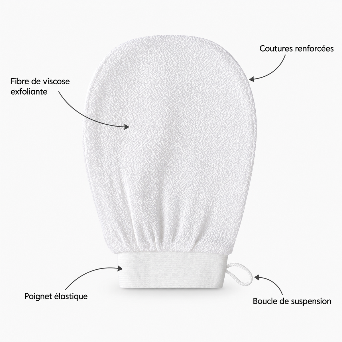 Gant exfoliant en fibres de viscose