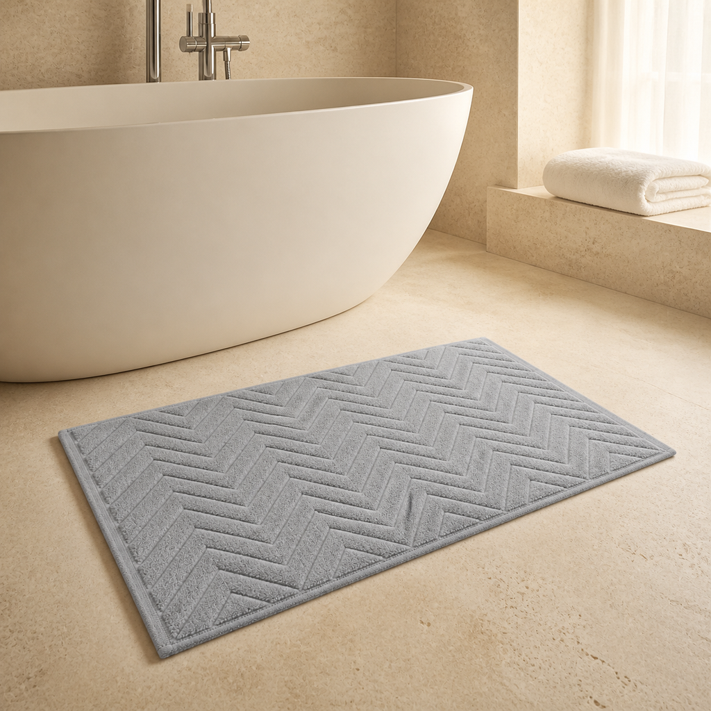 Tapis de bain texturé à motif chevrons