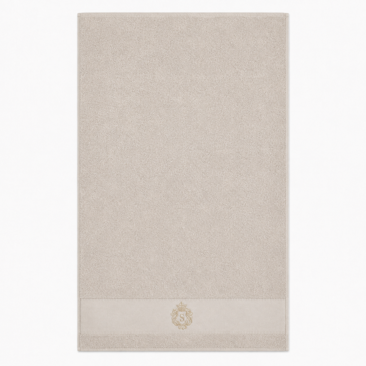 Serviette de bain beige à blason brodé