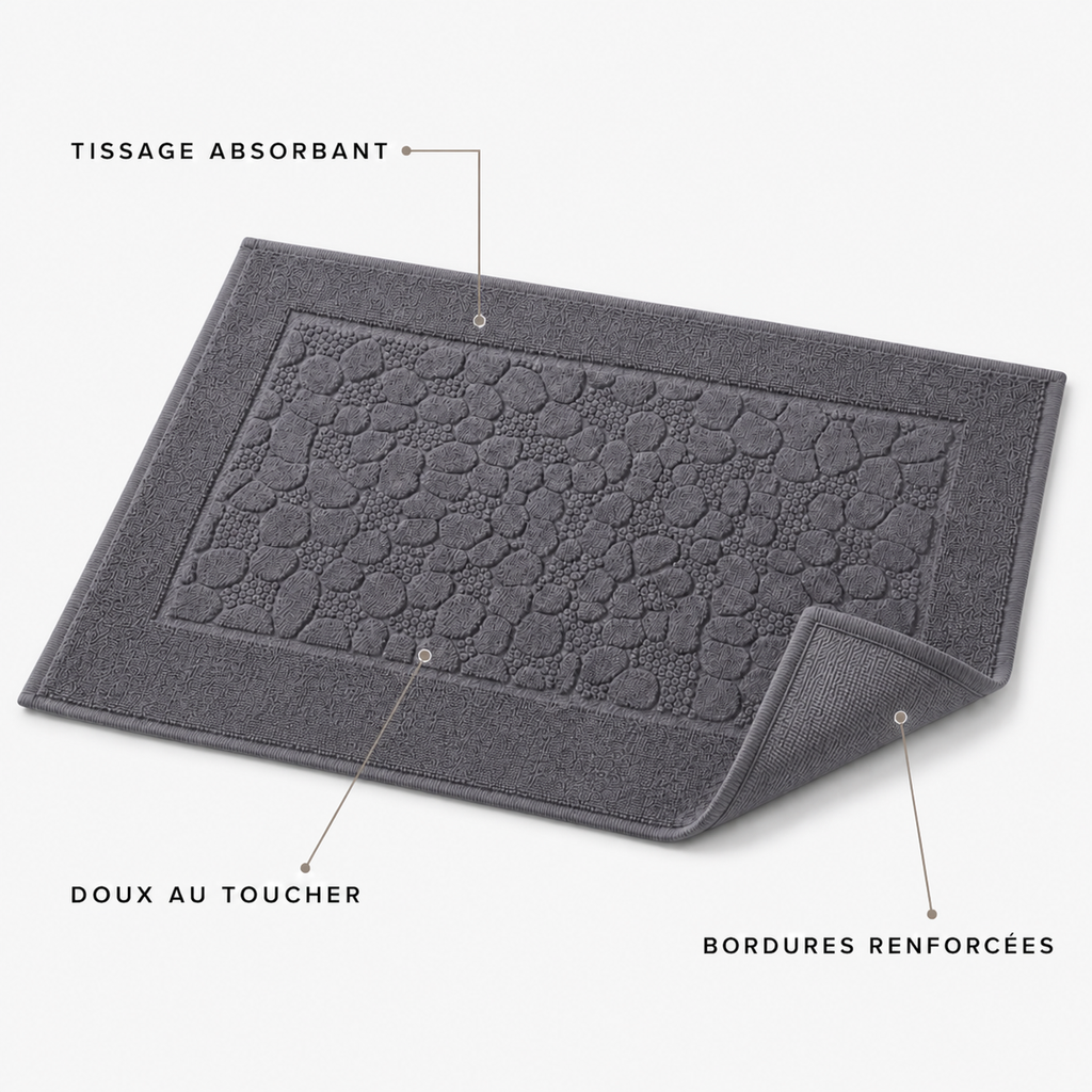 Tapis de bain à relief minéral