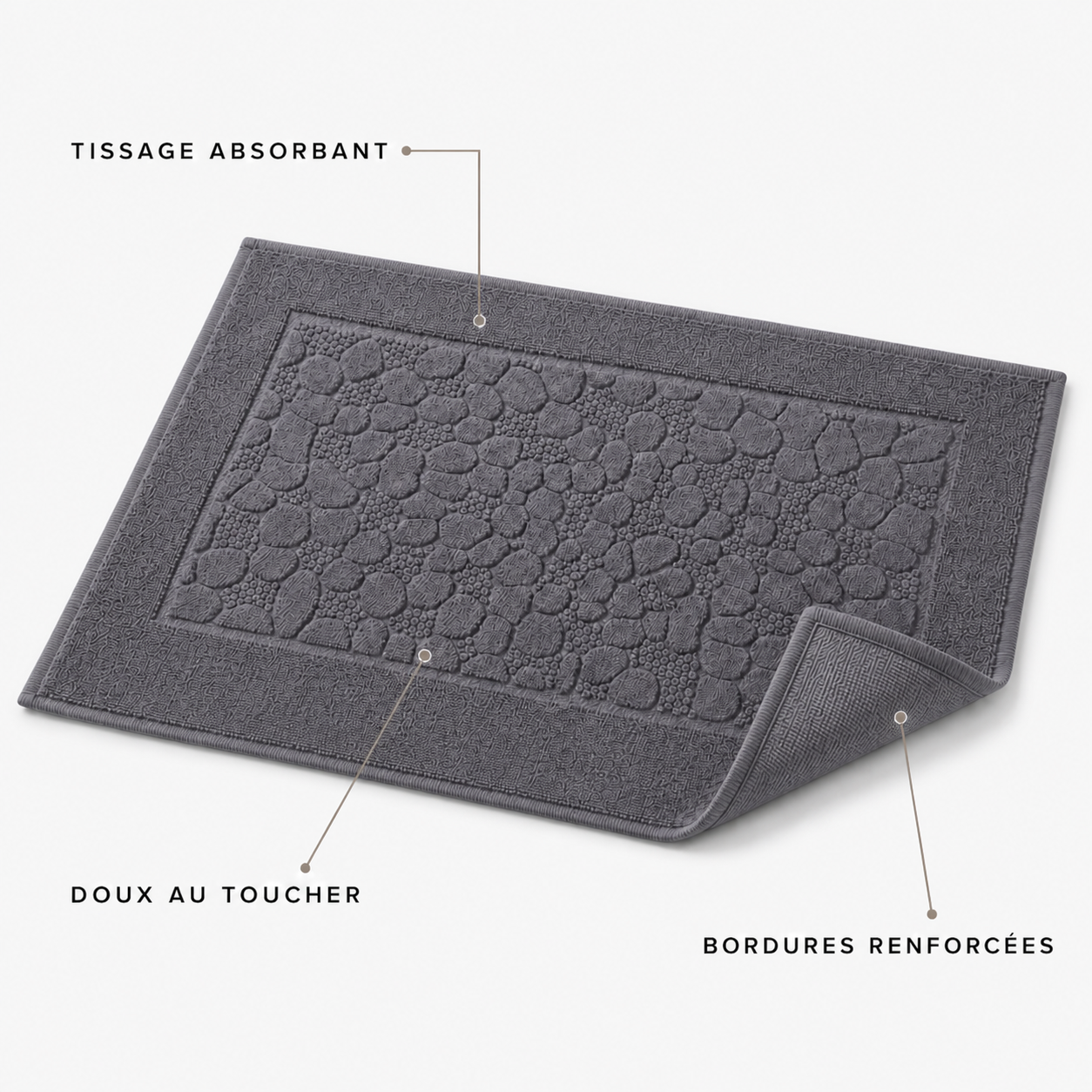 Tapis de bain à relief minéral