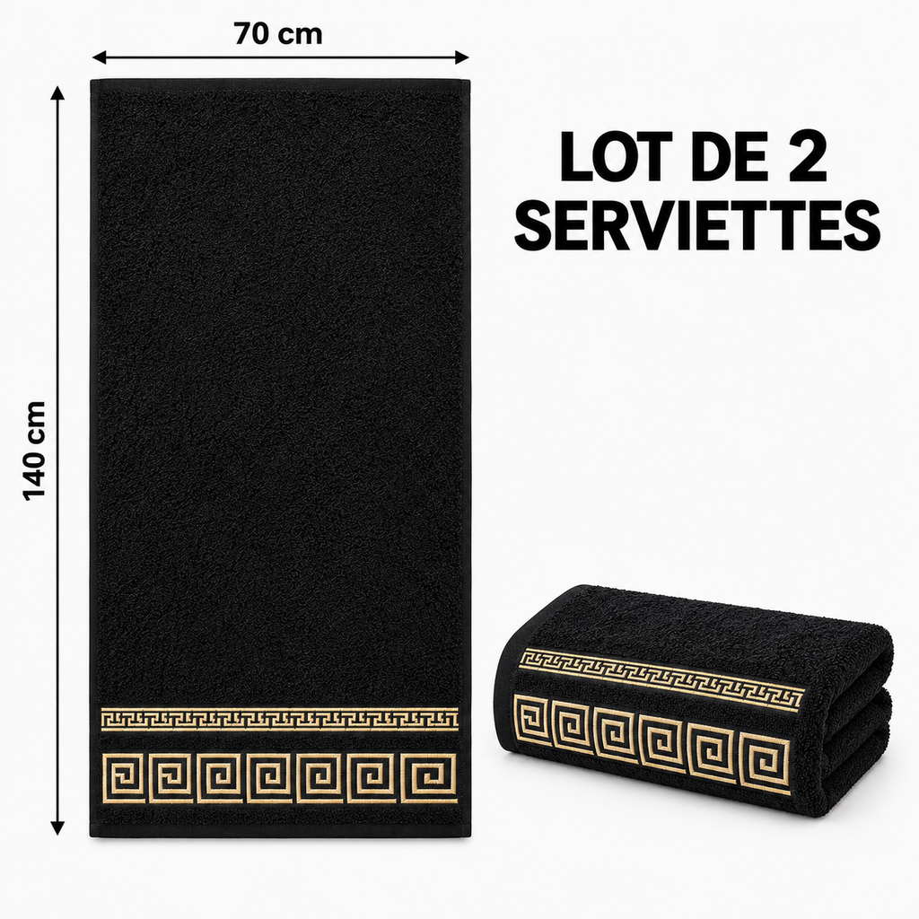 Duo de serviettes en coton à motifs grecs
