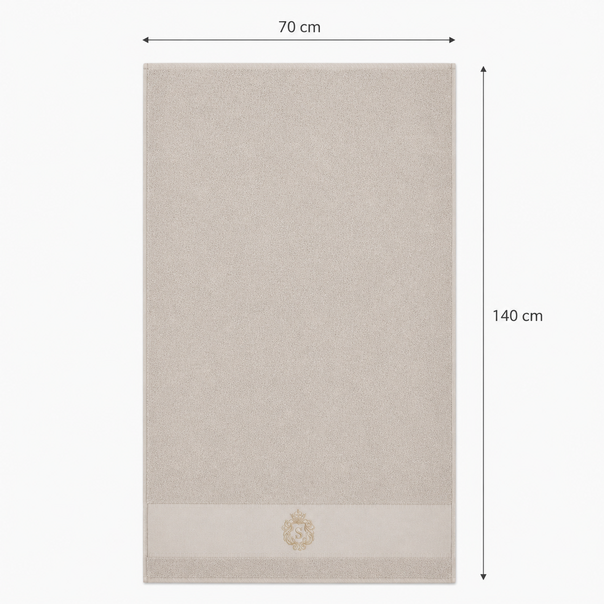 Serviette de bain beige à blason brodé