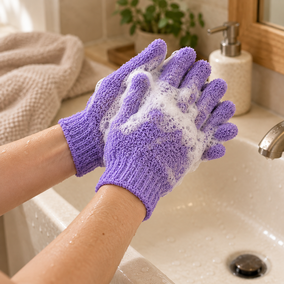 Paire de gants de toilettes doux