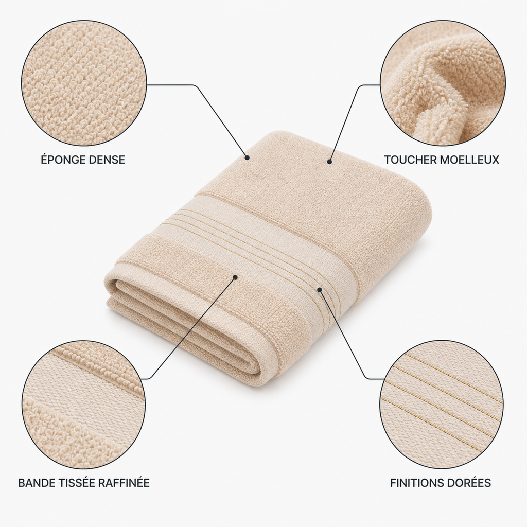 Serviette pour les mains à surpiqûres délicates