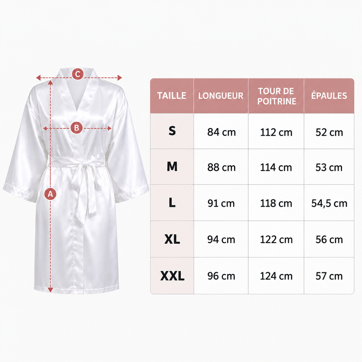 Peignoir kimono en satin soyeux