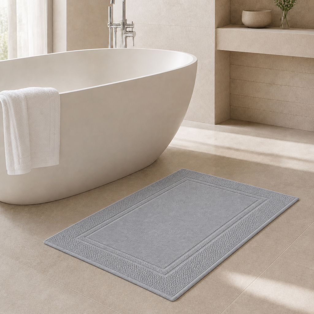 Tapis de bain à double cadre tissé