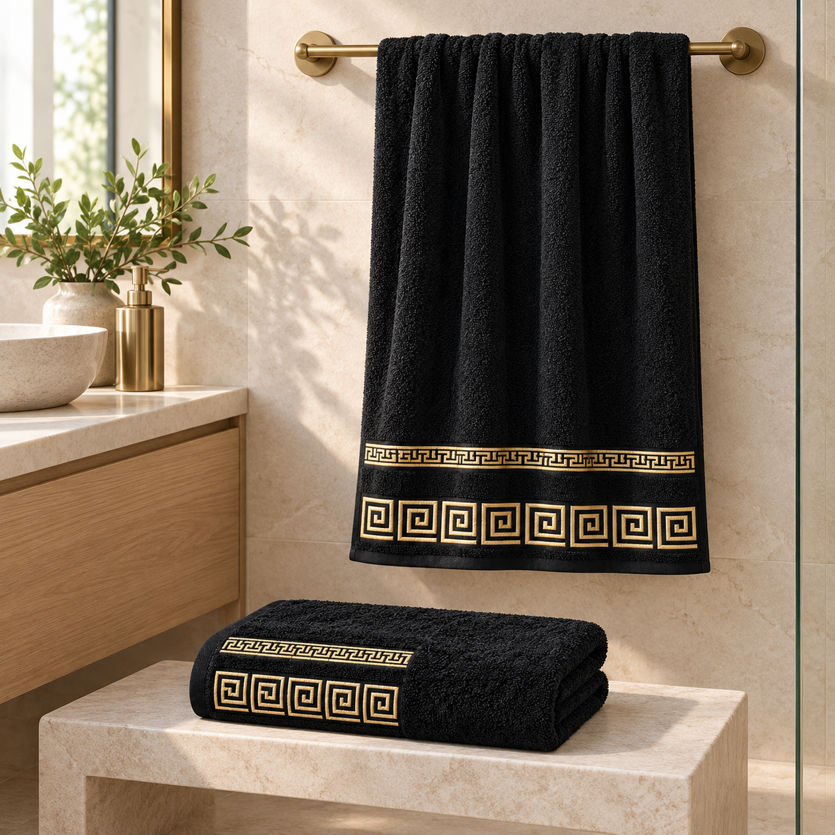 Duo de serviettes en coton à motifs grecs