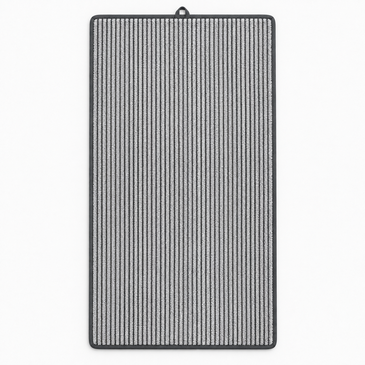 Serviette de bain grise à fines rayures