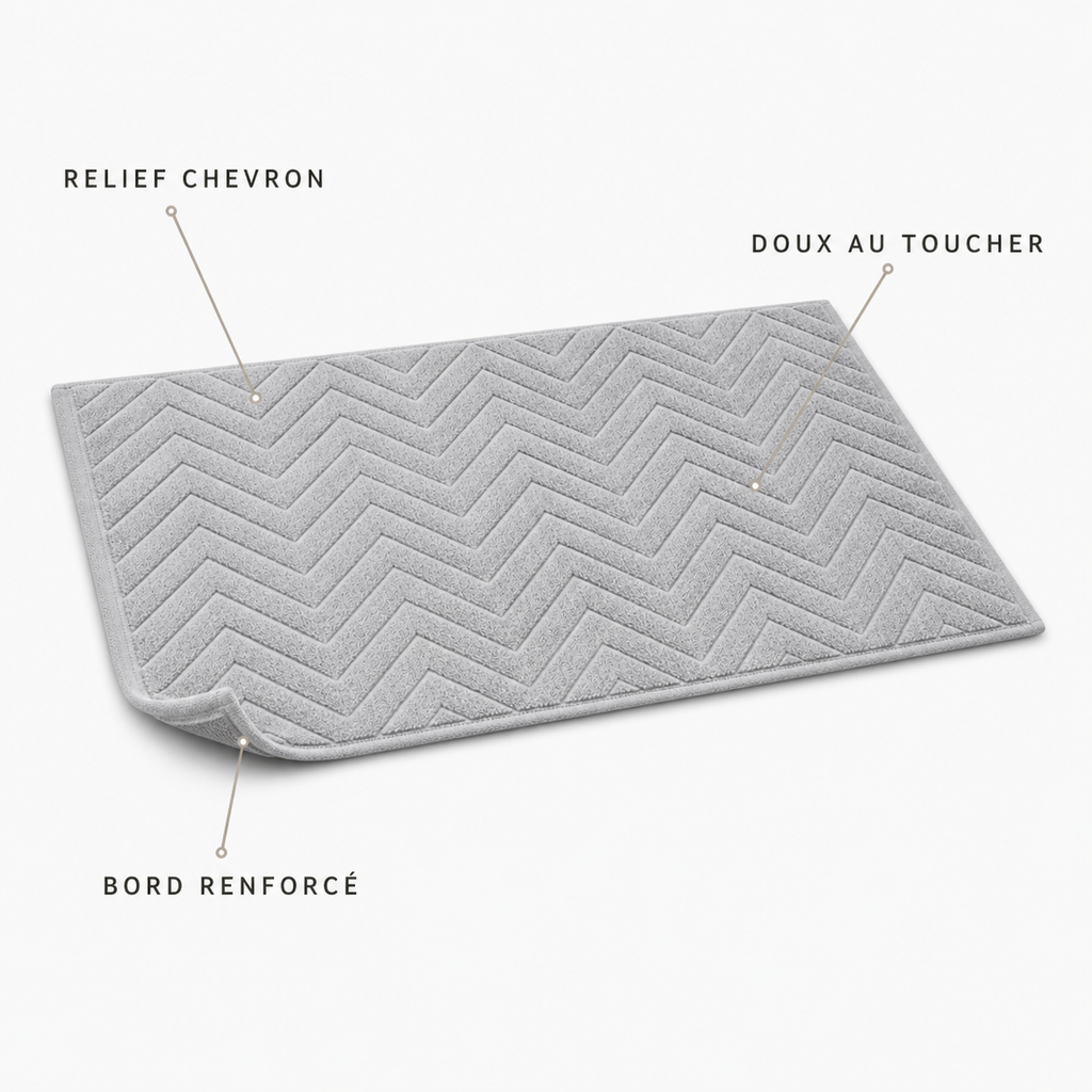 Tapis de bain texturé à motif chevrons