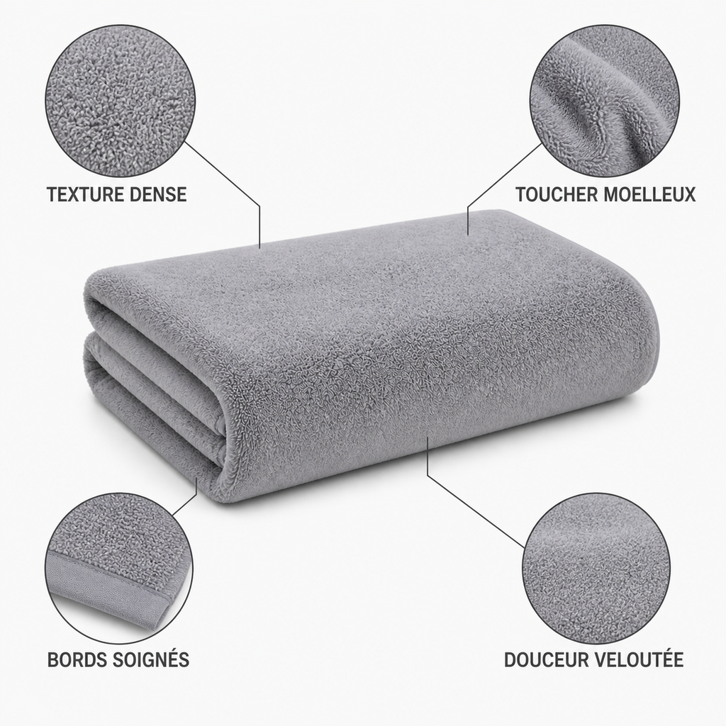 Serviette de bain unie au toucher velours