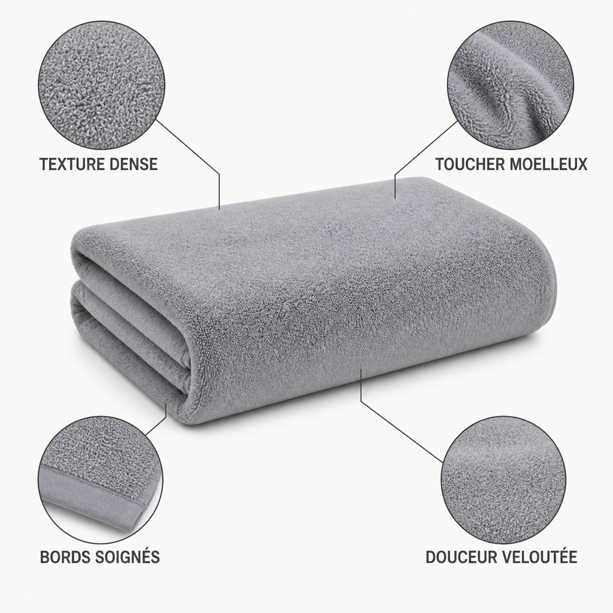 Serviette de bain unie au toucher velours
