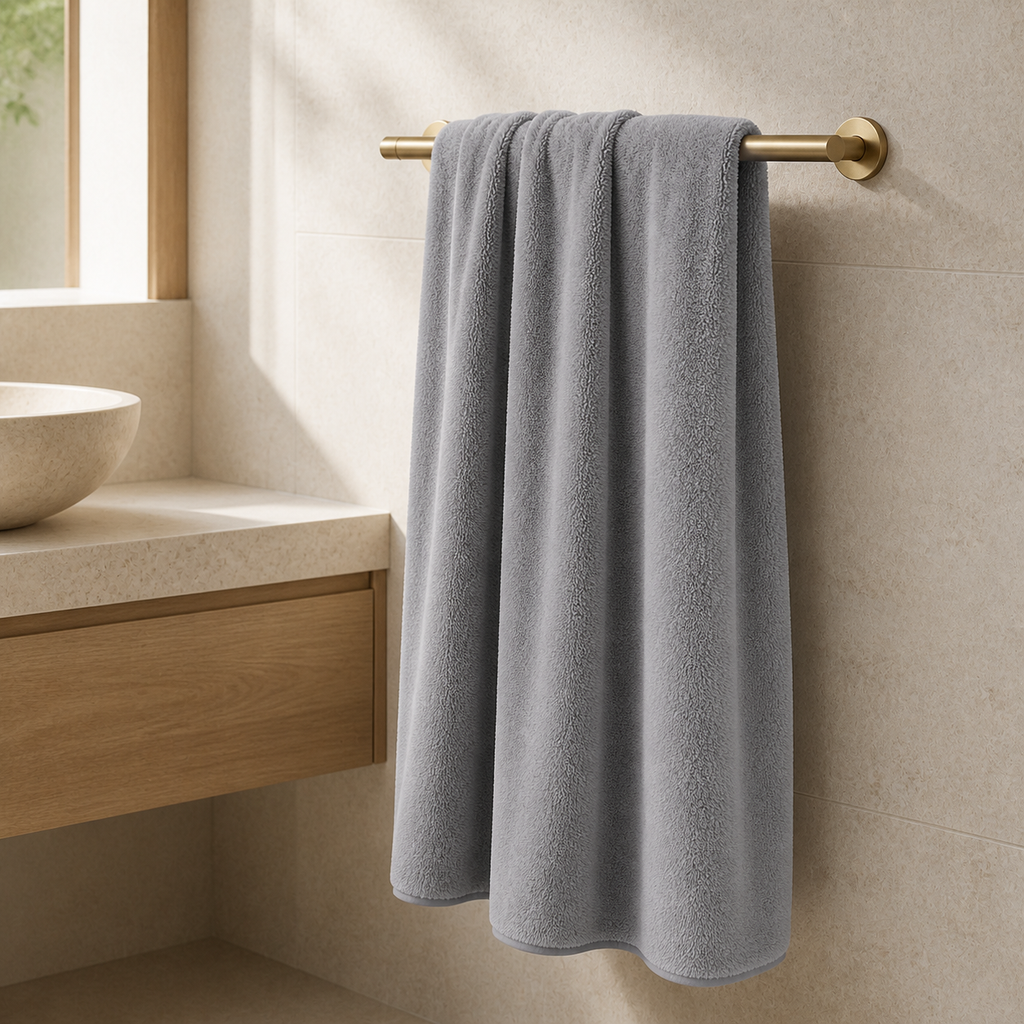 Serviette de bain unie au toucher velours