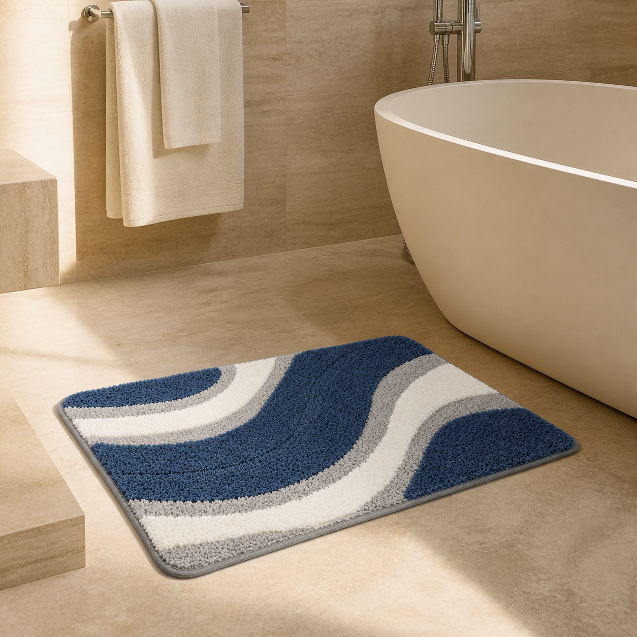 Tapis de bain à motif ondulé