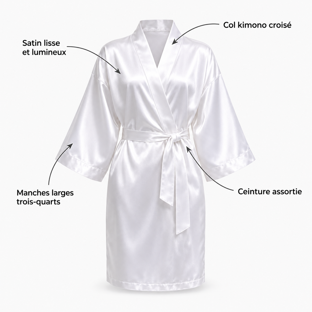 Peignoir kimono en satin soyeux