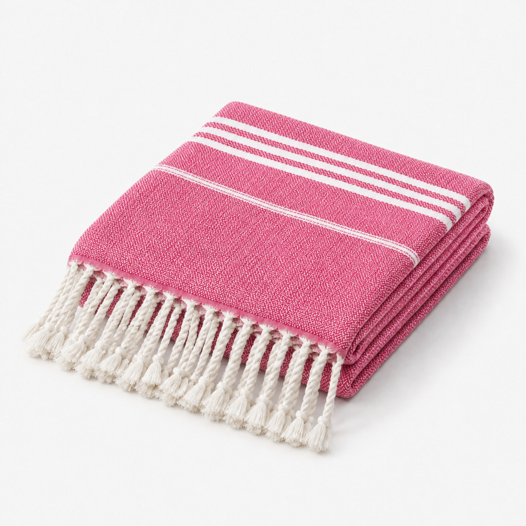 Drap de bain tissé à franges