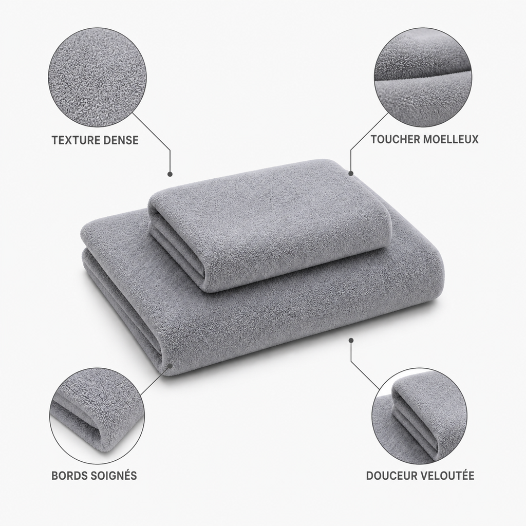 Duo de serviettes unies au toucher velours