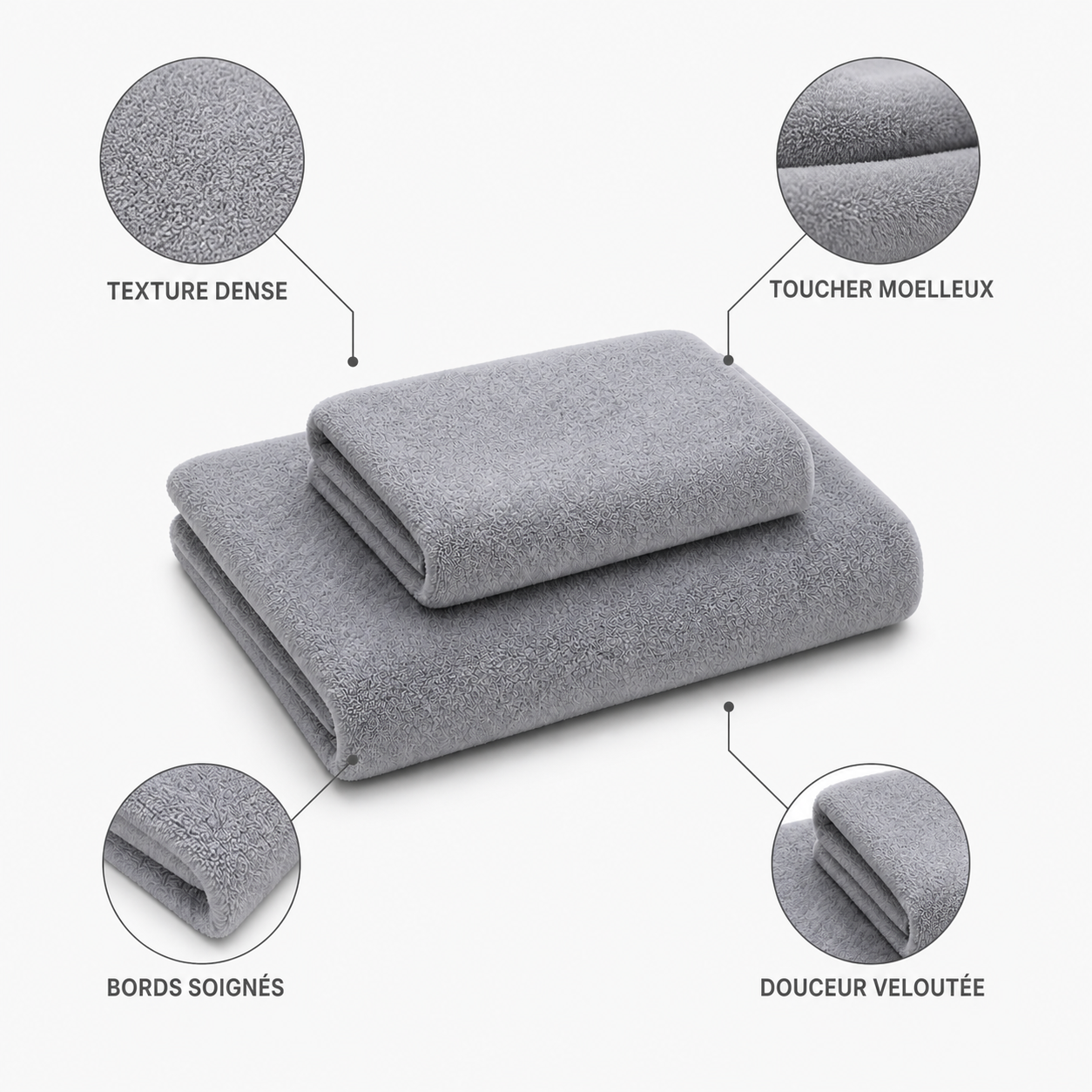 Duo de serviettes unies au toucher velours