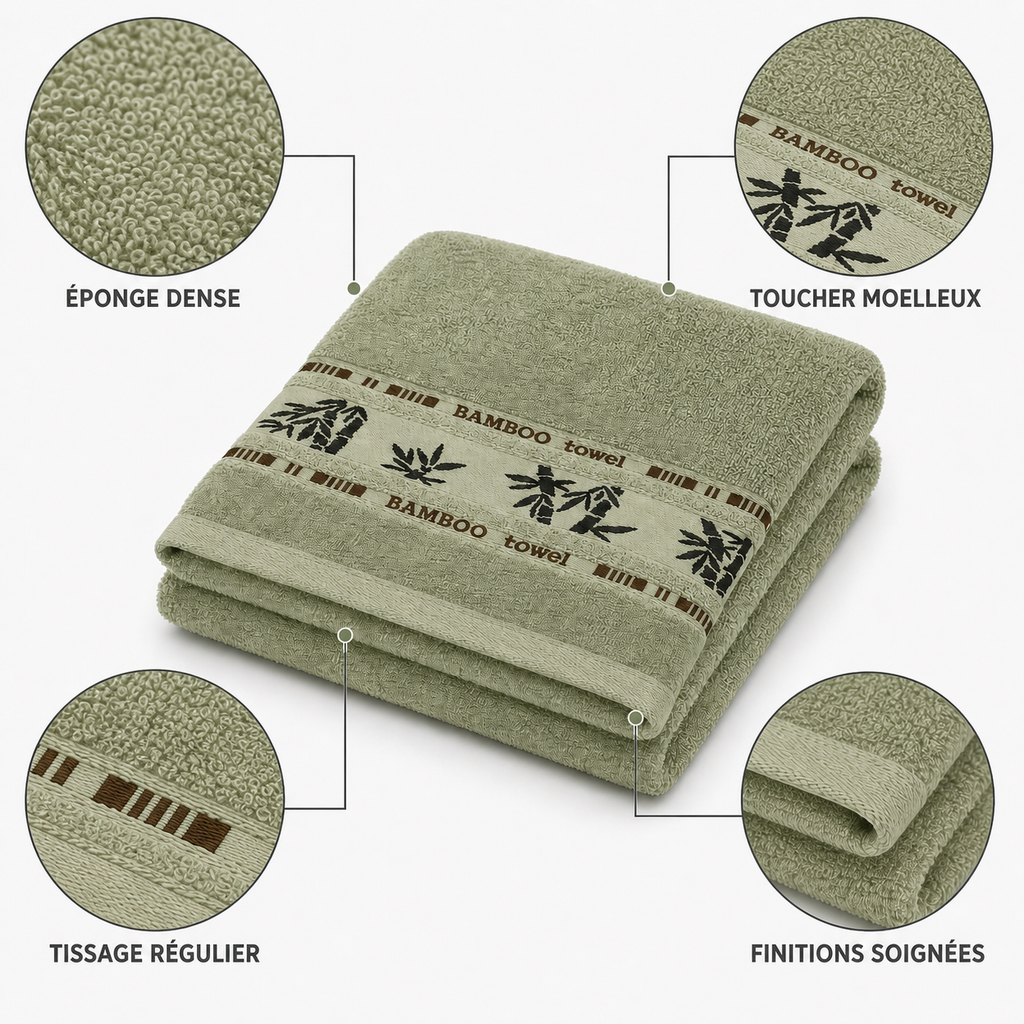 Serviette pour les mains à motif bambou