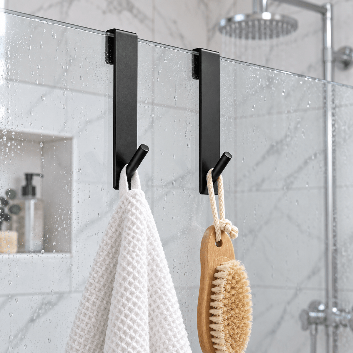 Porte-serviettes - Lot de 2 crochets pour paroi de douche - Velune